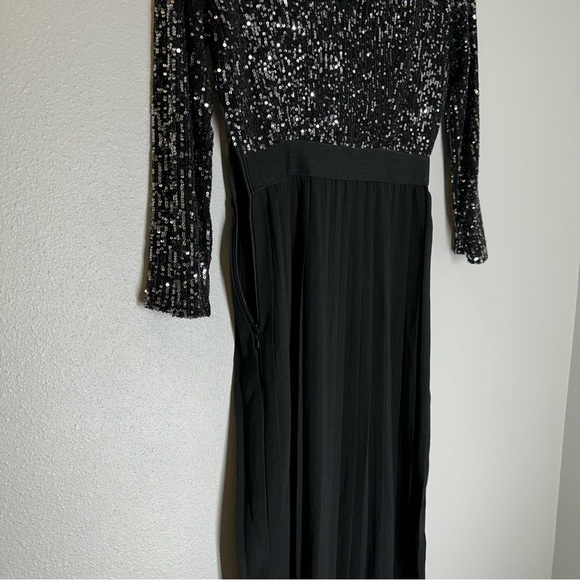 ASOS Little Mistress Sequin Pleated Midi Dress Black Silver Size 4 Women’s - Picture 11 of 14